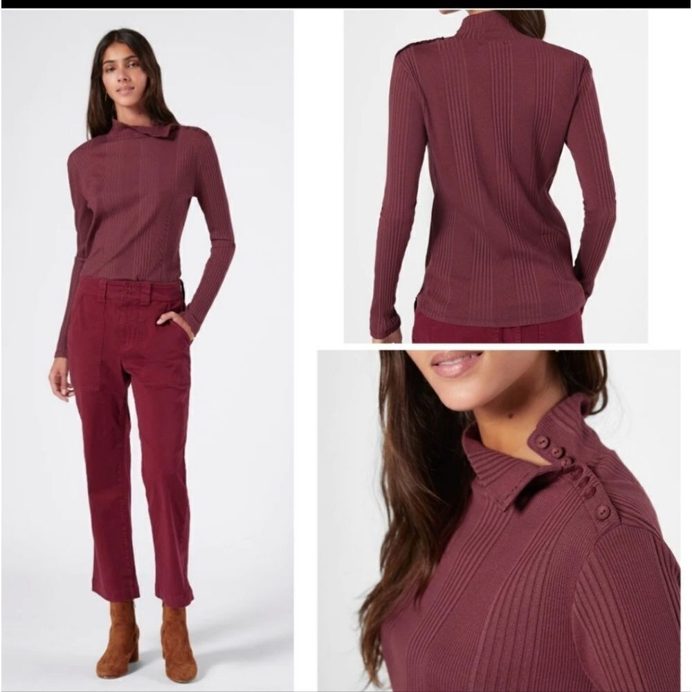 NWT Joie Lanigan Long Sleeve cotton top in Burnt Currant